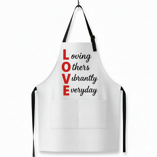L.O.V.E. Apron | Loving Others Vibrantly Everyday | Inspirational Apron & Uplifting Kitchen Gift