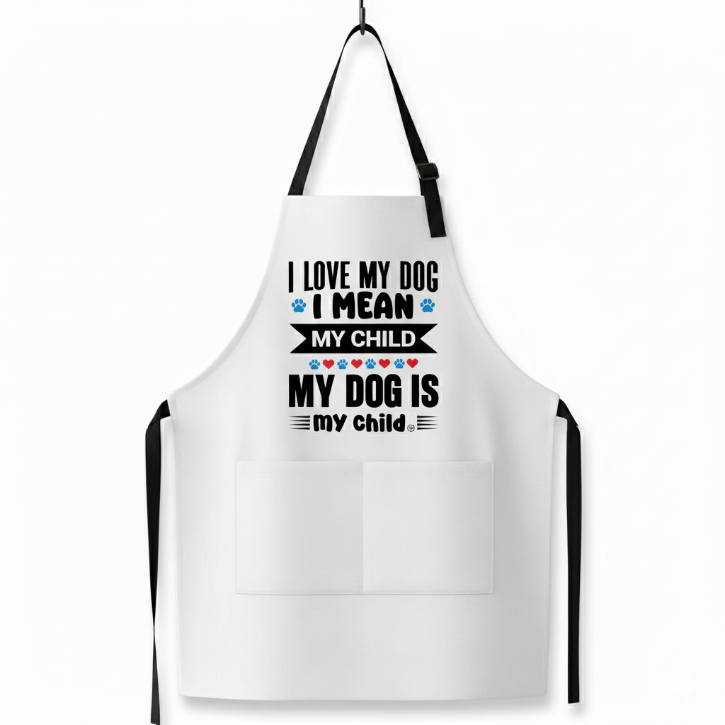 "I Love My Dog, My Dog is My Child" Apron | Relatable Dog Parent Kitchen Gift