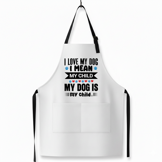 "I Love My Dog, My Dog is My Child" Apron | Relatable Dog Parent Kitchen Gift
